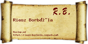 Riesz Borbála névjegykártya